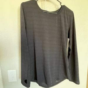 Black Subtle Stripe Long Sleeve T - S